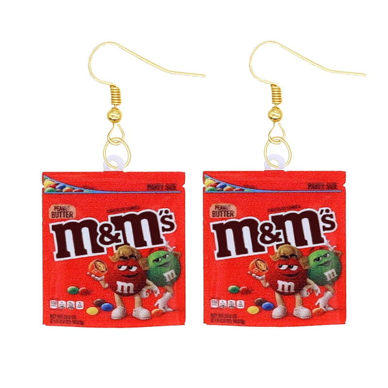 Red Candy Bag Funny Design Drop Earrings Women Charms Earring Fashion