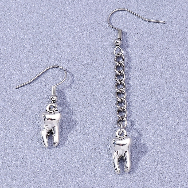 Mismatched Tooth Pendant Drop Dangle Earrings Trendy Women Fashion Earrings