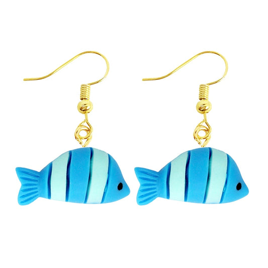 Blue Stripe Fish Dangle Earrings Women Gifts Earring Cute Girls Eardrop Jewelry