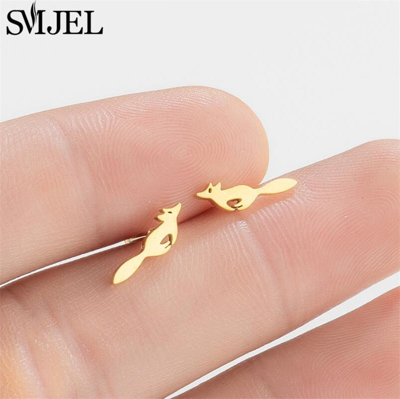 Fox Design Fashion Earrings Minimalist Creative Style Ear Studs Earrings