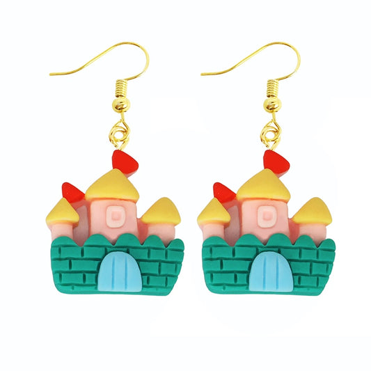 Creative Funny Design Castle Drop Earrings Women Creativity Jewelry Cute Earring