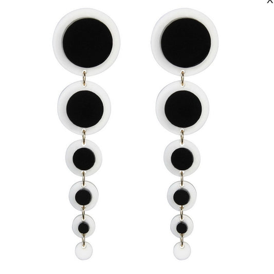 Black White Circles Acrylic Drop Earrings Women Travel Fashion Cartoon Earrings