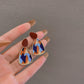 Colorful Geometric Pattern Dangle Earrings Women Party Wedding Jewelry Dangle