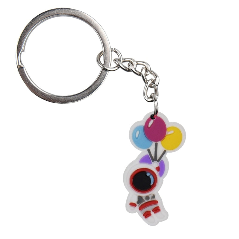 23 Styles Creative Cartoon Spaceship Astronaut Planets Soft PVC Rubber Keychain