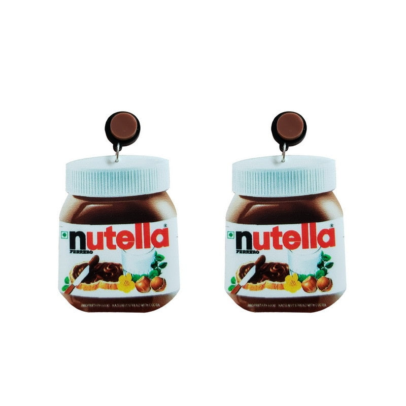 Nutella Acrylic Drop Earrings Women Travel Fashion Cartoon Earrings Creative
