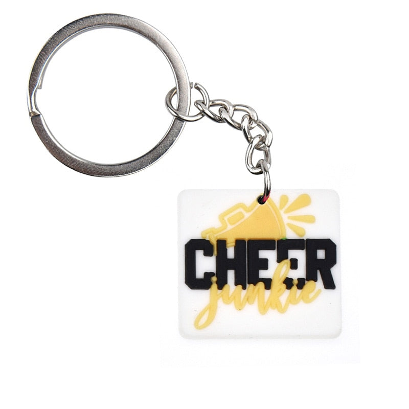 15 Styles Cheerleading Rubber Keychain Cheer Team Charms Keyring Teenager Gift