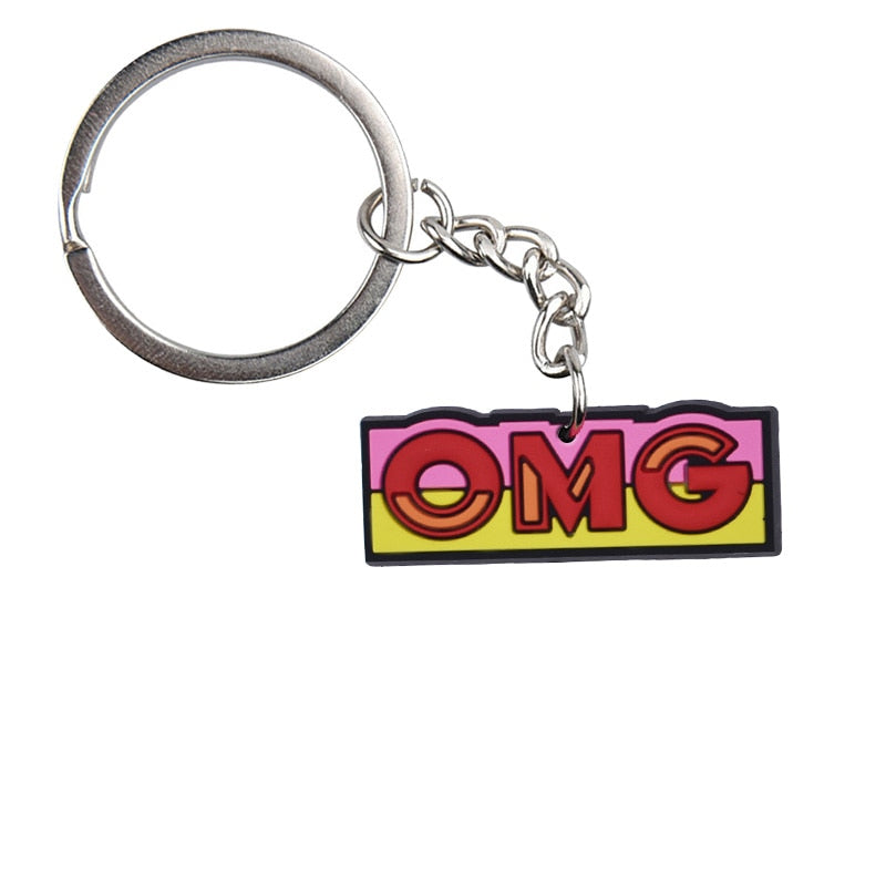 43 Styles Phrase Quotes Keychain Car Keyring Cartoon Creative Pendant Souvenir