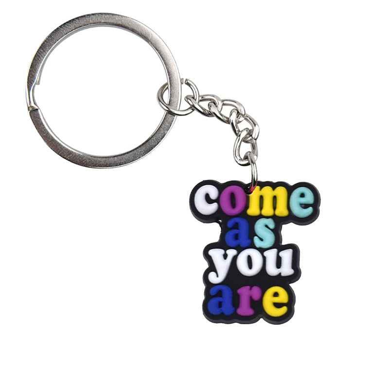 18 Styles Love is Love Pride Rainbow Pendant PVC Keychain with Car Bag Key Chain