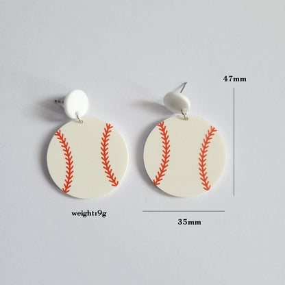 Acrylic Baseball Dangle Earrings Women Girl Fashion Trendy Jewelry Accessories