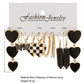 5 Pairs Black Hearts Hoop Drop Charm Earrings For Women Girl Fashion Modern