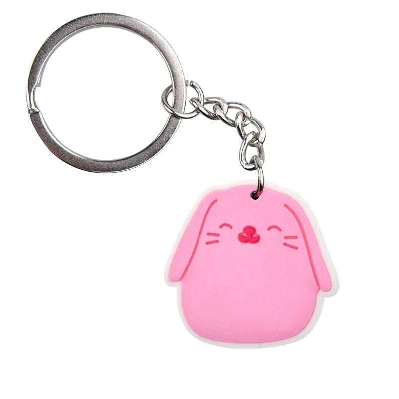 12 Styles Cartoon Cute Rubber Keychain Panda Pig Cat Animal Car Key Chain Bag