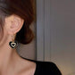 Rhinestone Black Heart Drop Earrings Women Party Wedding Jewelry Dangle Gifts