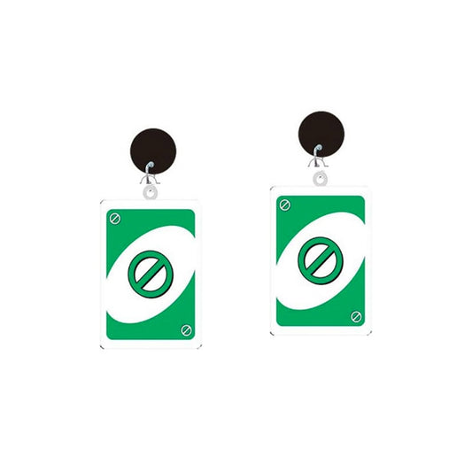 Green Skip Card Uno Game Drop Earrings Hip Hop Women Party Gift Jewelry Ear