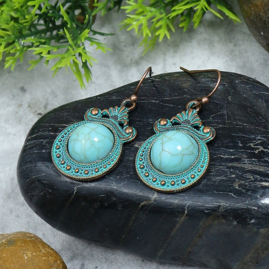 Vintage Turquoise Style Dangle Earrings Women Party Wedding Jewelry Dangle Gifts