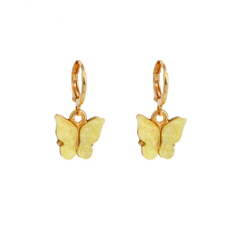 Yellow Butterfly Drop Earrings Jewelry For Women Fashion Accessories Trendy Girl