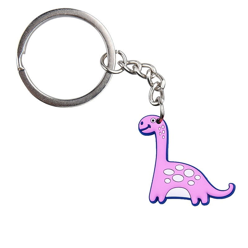 Violet Baby Dinosaur Keyring Cartoon Keychains Souvenir Jewelry Bag Pendant Gift