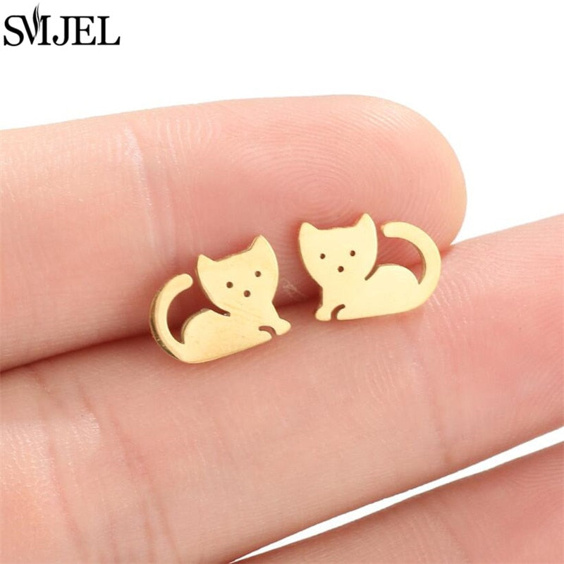 Cute Cat Fashion Earrings Minimalist Creative Style Ear Studs Earrings