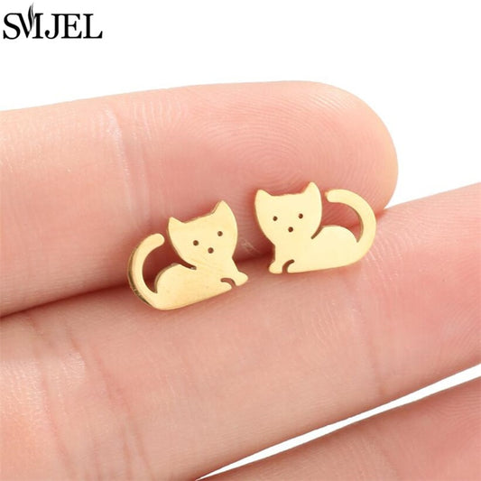 Cute Cat Fashion Earrings Minimalist Creative Style Ear Studs Earrings