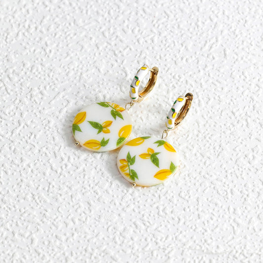 Lemon Pattern Drop Earrings Women Travel Fashion Cartoon Earrings Creative