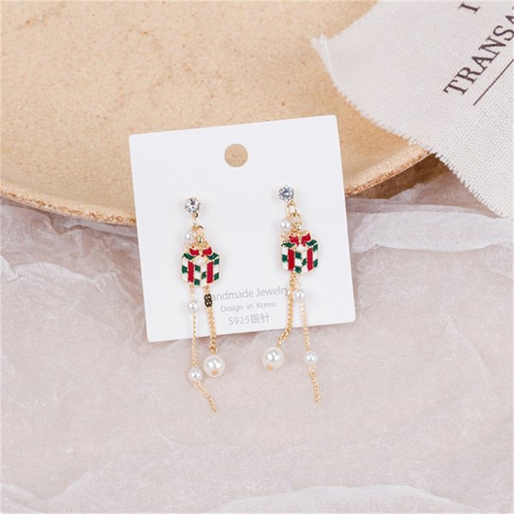 Christmas Wreath Drop Earrings Women Party Cute Art Jewelry Dangle Gifts