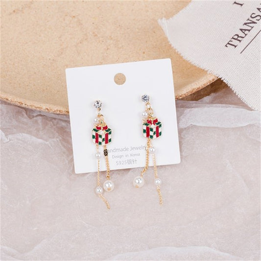Christmas Wreath Drop Earrings Women Party Cute Art Jewelry Dangle Gifts