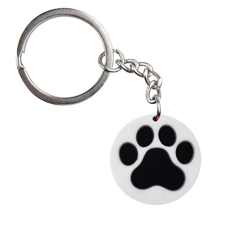 Round Dog Cat Paw Keychain Party Gift Cute Keyring Cartoon DIY Jewelry Souvenir