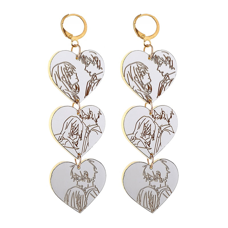 Anime Heart Acrylic Drop Earrings Women Travel Fashion Cartoon Earrings Creative