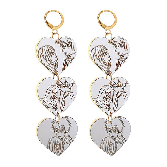 Anime Heart Acrylic Drop Earrings Women Travel Fashion Cartoon Earrings Creative