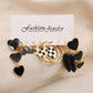 5 Pairs Black Hearts Hoop Drop Charm Earrings For Women Girl Fashion Modern