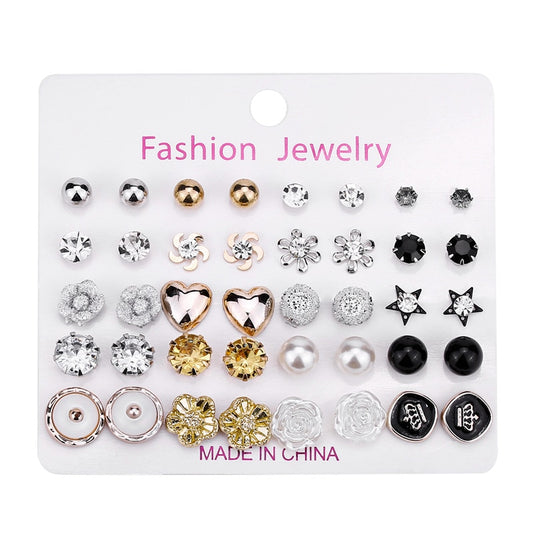 20 Pairs Three Tone Stud Earrings Women gift Earring Fashion Charm Statement