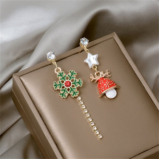 Green Snowflake and Mushroom Drop Charm Earrings For Women Girl Fashion Modern