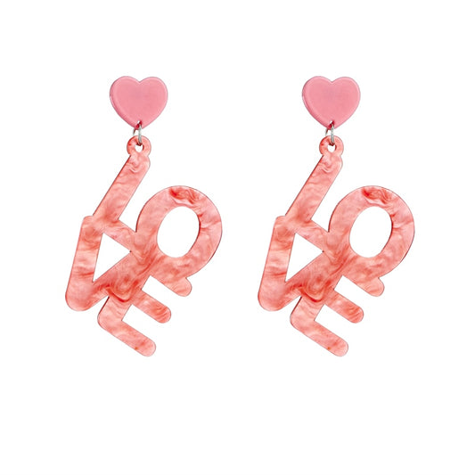 Pink Love Drop Earrings Women Travel Fashion Cartoon Earrings Creative Jewelry