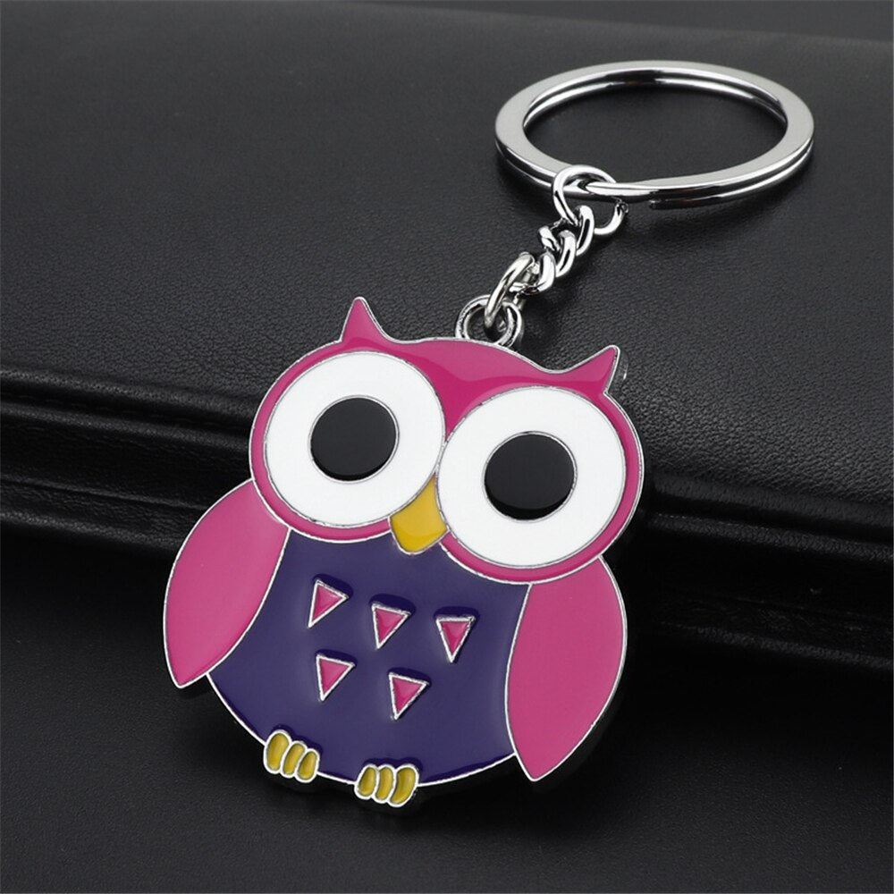 2 Colors Cute Owl keychains Charms Cartoon Unisex Key Ring Gift Women Handbag