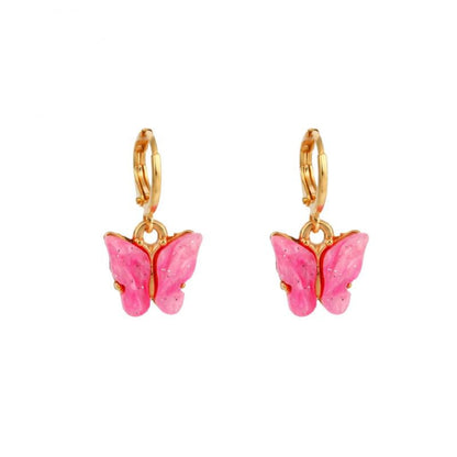 Candy Pink Butterfly Drop Earrings Jewelry For Women Fashion Accessories Trendy