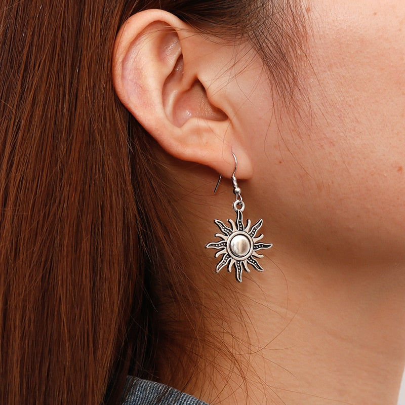 Antique Sun Moon Dangle Earrings Women Gifts Earring Cute Girls Eardrop Jewelry