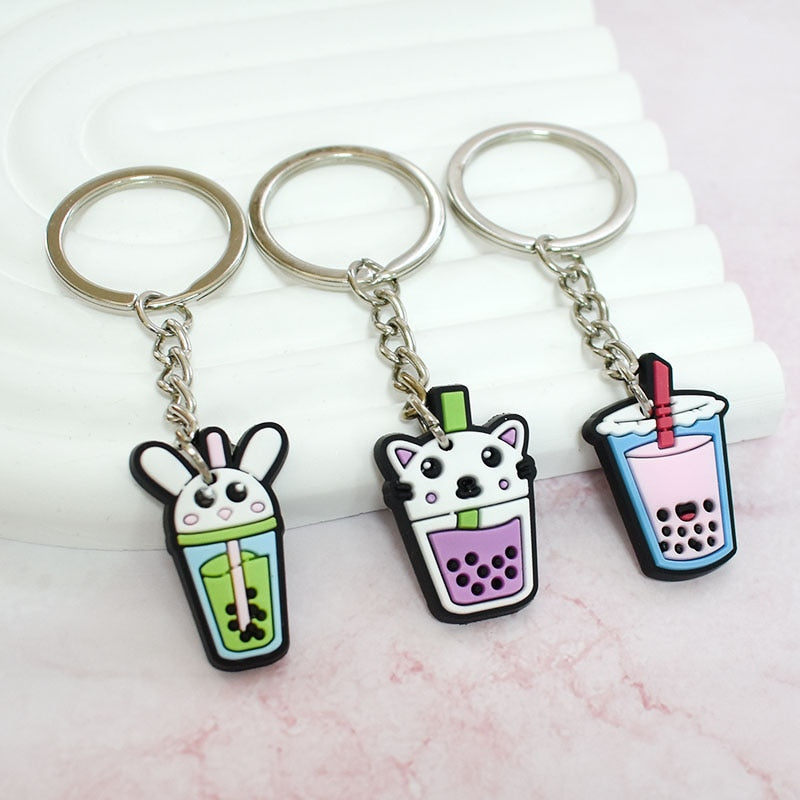 29 Styles Milk Tea Bubble Tea Cup Keychain Cartoon Key Holder Car handbag