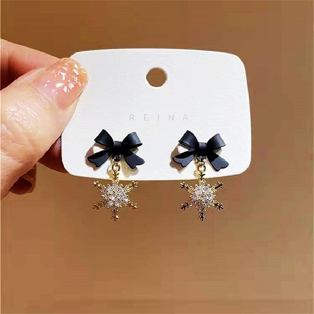 Crystal Zircon Bowknot Exquisite Stud Earrings Women Statement Earrings Party