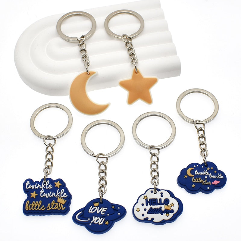 6 Styles Souvenir Gift Litter Star Rubber Keychain Cartoon Cloud Star Moon Key