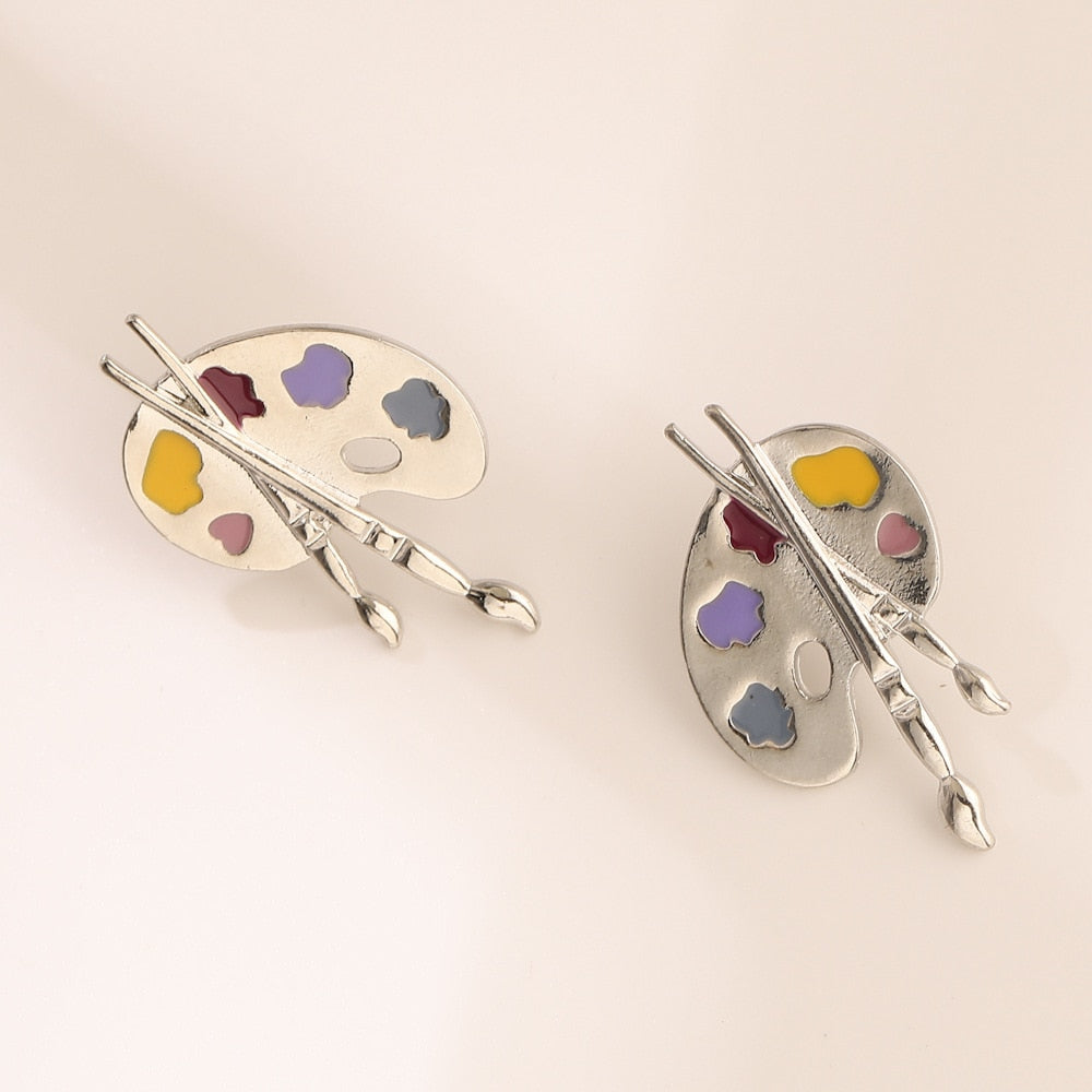 Art Paint Fashion Earrings Minimalist Creative Style Ear Studs Earrings