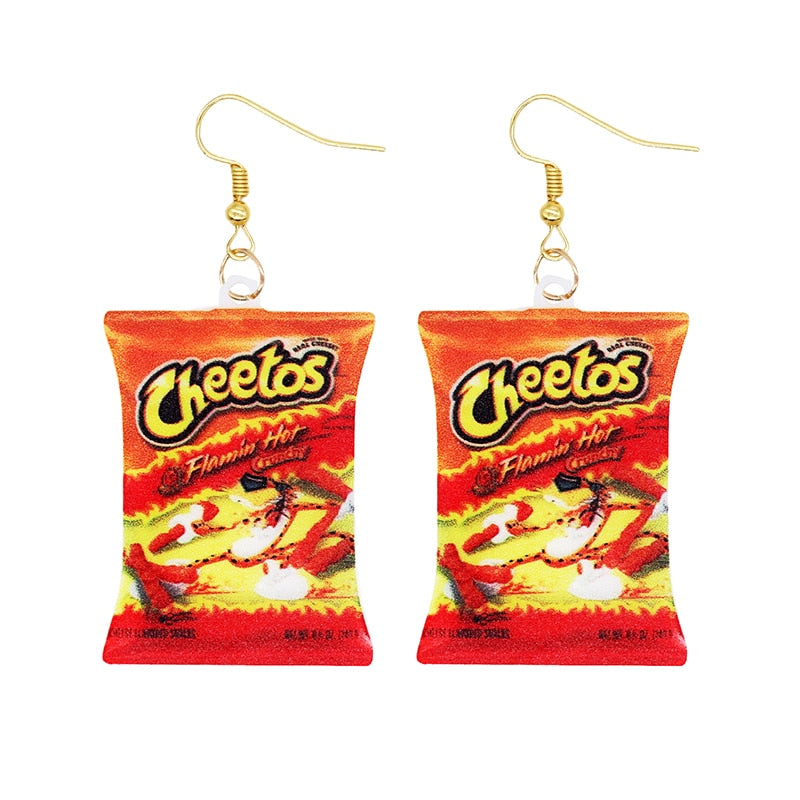 19 Styles Acrylic Snacks Potato Chips Mix Bags Design Dangle Earrings Women