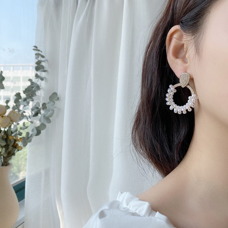 Beaded Design Elegant Lady Cute Dangle Earrings for Women Jewelry Girls Earrings