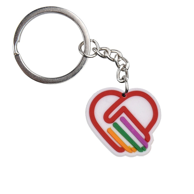 18 Styles Love is Love Pride Rainbow Pendant PVC Keychain with Car Bag Key Chain