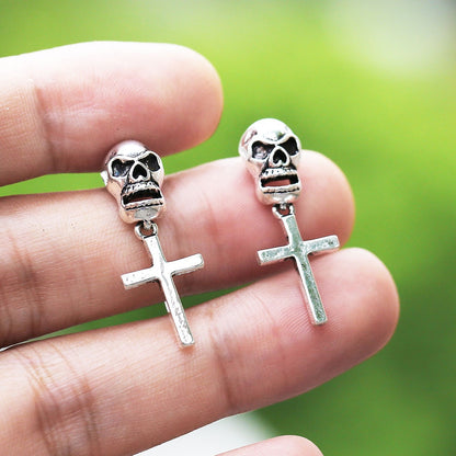 Skull Cross Vintage Dangle Earrings Fashion Party Retro Pendant Earrings Women