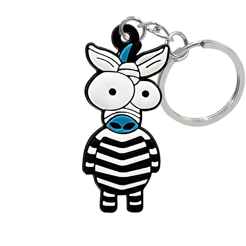 Funny Zebra Keychain Cute Key Holder Cartoon Keyring Fashion Charm Jewelry