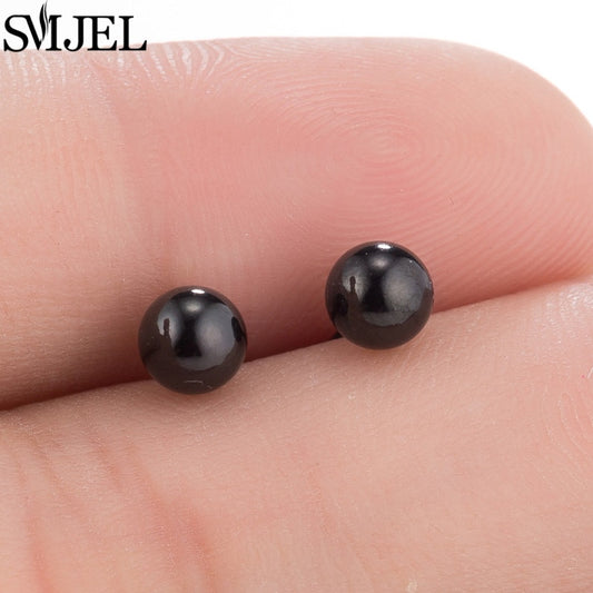 Round Ball Stainless Steel Earrings Women Jewelry Small Studs Gifts Earring