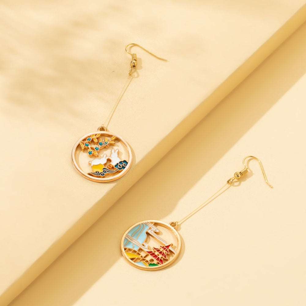 Chinese Pattern Pendant Drop Earrings Women Charms Earring Fashion Creative