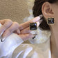White Black Square Fashion Earrings Minimalist Creative Style Ear Studs Earrings