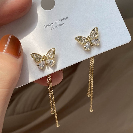 1Pair Long Butterfly Tassel Earrings for Girls Women Birthday Gift Lovely