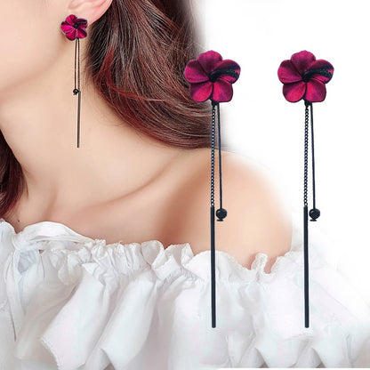 Purple Flower Drop Earrings Women Modern Wedding Jewelry Dangle Gifts Earrings