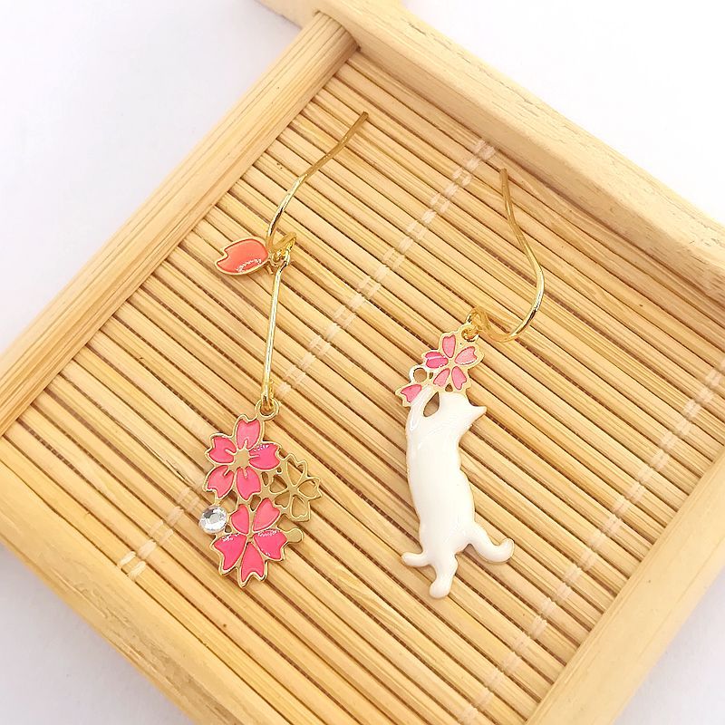 9 Styles Enamel Moon Stars Rabbit Asymmetrical Drop Earrings for Girls Women